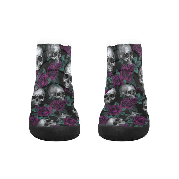 Women's Skulls Surrounded By Roses Padded Boots