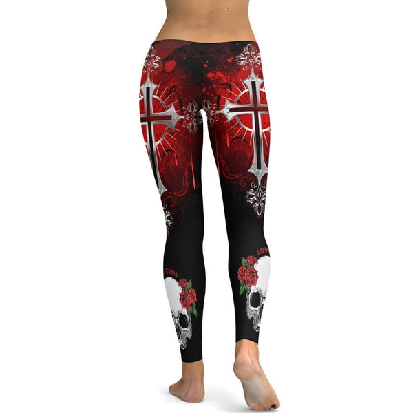 Embrace An Edgy, Sleek Look With Our Ladies Gothic Skull Pattern Yoga Pants