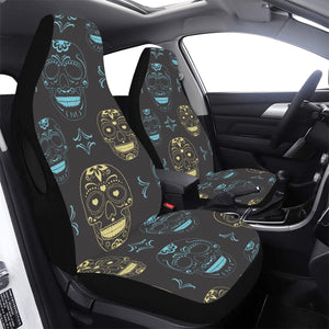 Blue & Gold Skulls Car Seat Cover Airbag Compatible Set of 2