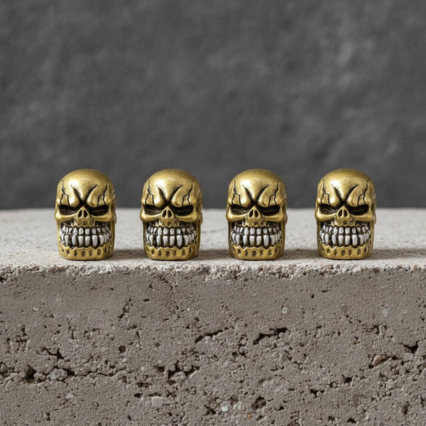Gold Skull 4Pcs/Set Universal Stem Valve Caps, Attractive Dustproof Car Accessories