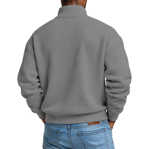 "Final Bloom" Men’s Skull & Roses Waffle Knit Half-Zip