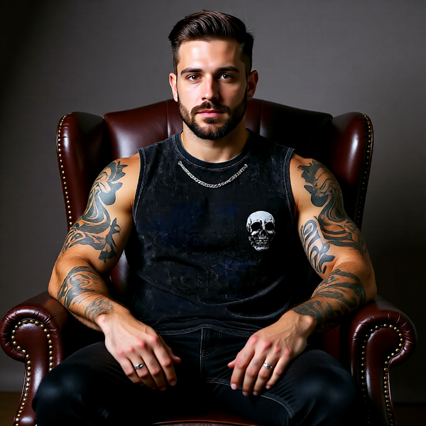 Dark Streetwear Men's Skull Cotton Sleeveless Tank