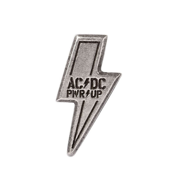 The Bold Lightning Bolt Design of AC/DC PWR/UP Pin Badge