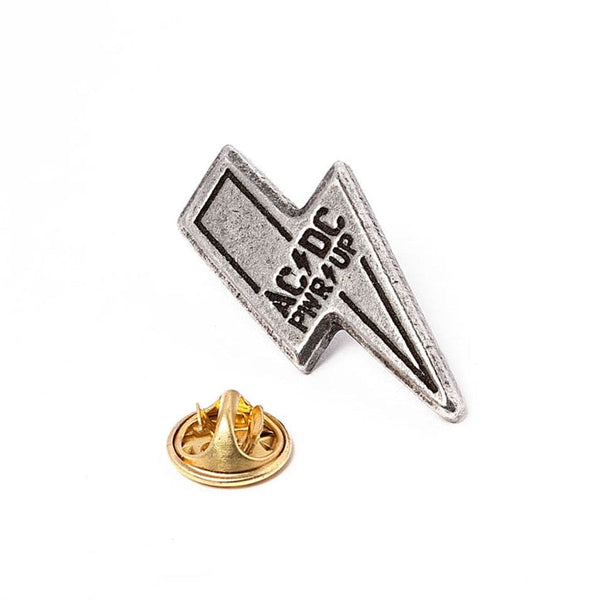 The Bold Lightning Bolt Design of AC/DC PWR/UP Pin Badge