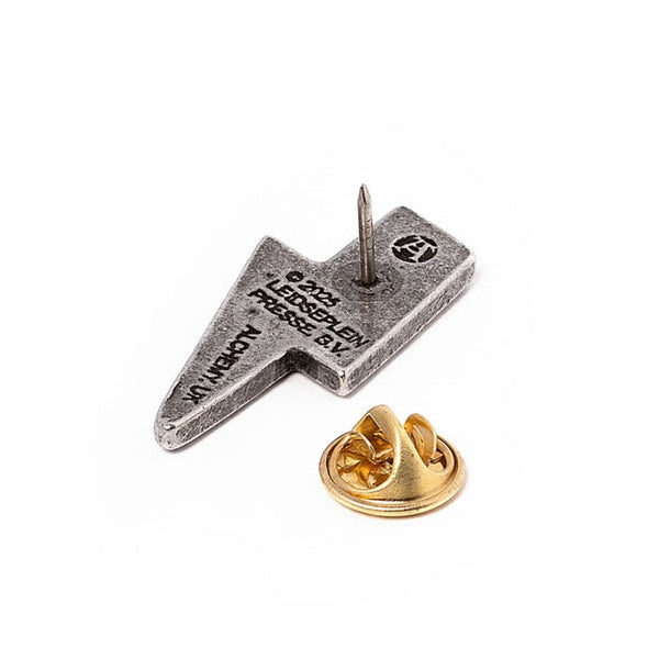 The Bold Lightning Bolt Design of AC/DC PWR/UP Pin Badge