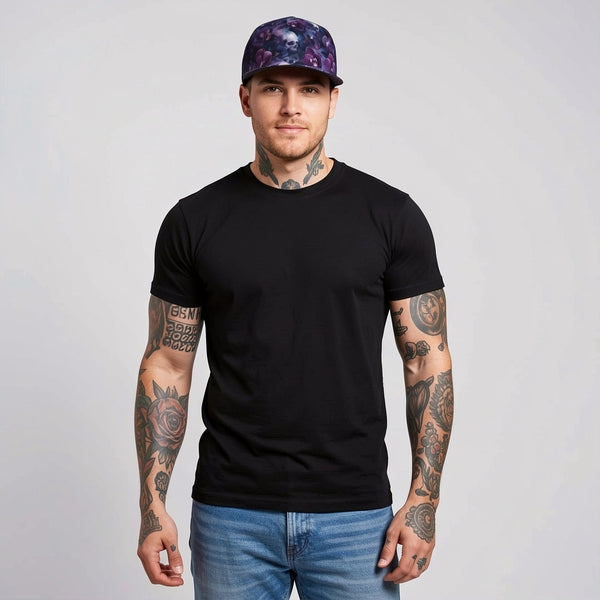 Purple Orchids Romantic Gothic Skull Hat
