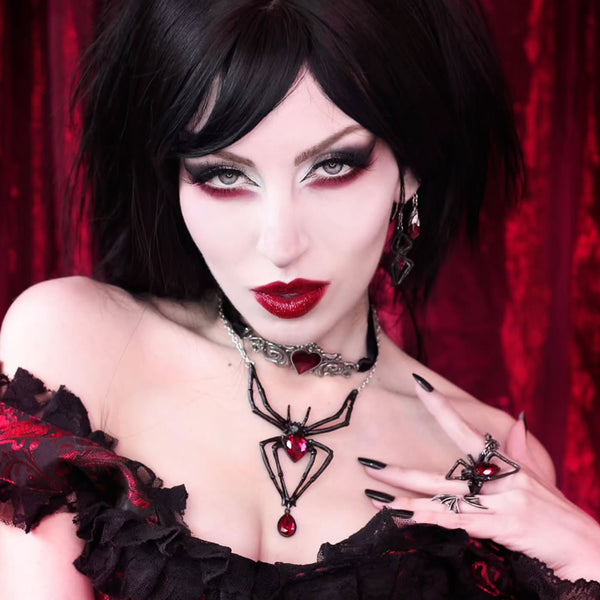 The Black Widow Crimson Crystal Spider Ring