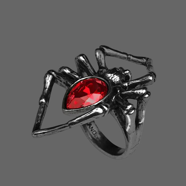 The Black Widow Crimson Crystal Spider Ring