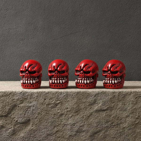 Red Skulls 4Pcs/Set Universal Stem Valve Caps, Attractive Dustproof Car Accessories