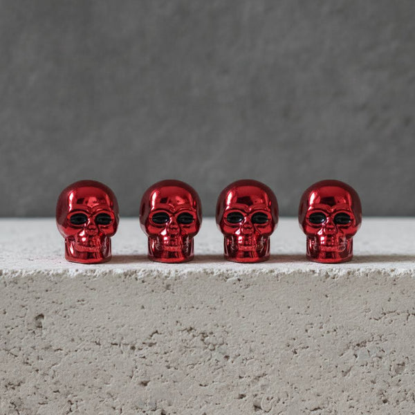 Red Skull 4Pcs/Set Universal Stem Valve Caps, Attractive Dustproof Car Accessories