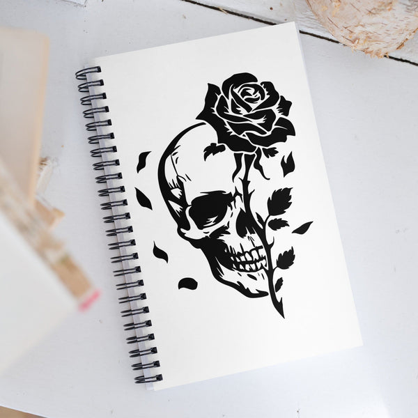Skull With Black Rose Spiral notebook
