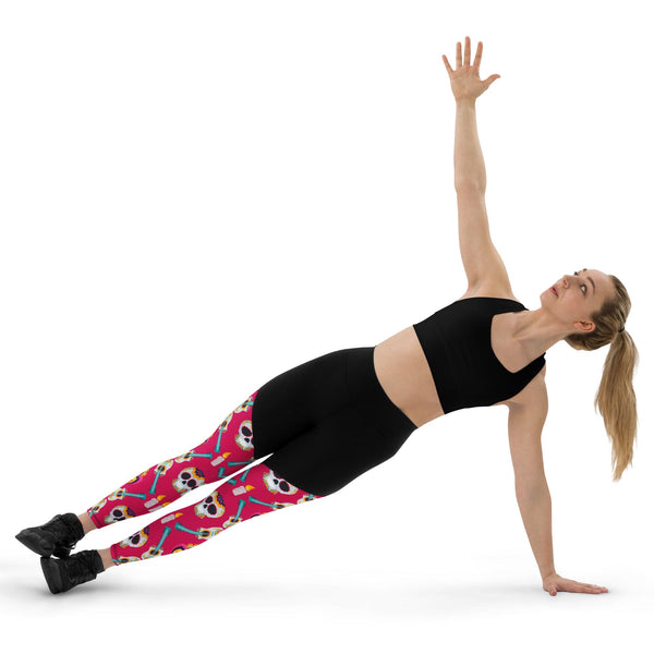 Pink Mexican Skull Sports Leggings