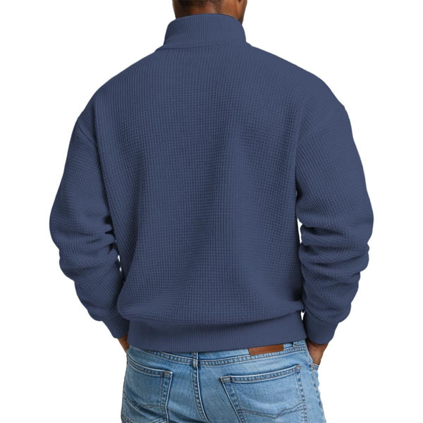 "Final Bloom" Men’s Skull & Roses Waffle Knit Half-Zip