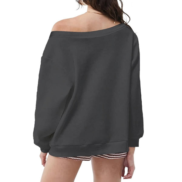 Women's Skull Being A Functional... Off-Shoulder Sweatshirt with Micro-Fleece Lining