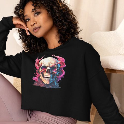 Skull Crop Long Sleeve Sweatshirt - A Bold And Edgy Addition To Your Wardrobe!