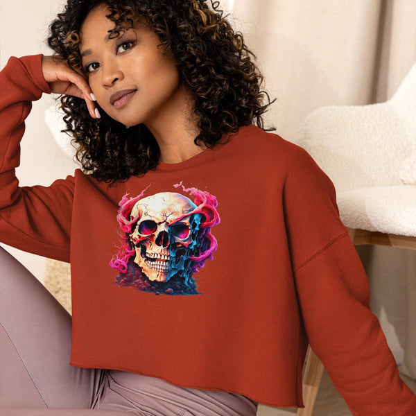 Skull Crop Long Sleeve Sweatshirt - A Bold And Edgy Addition To Your Wardrobe!