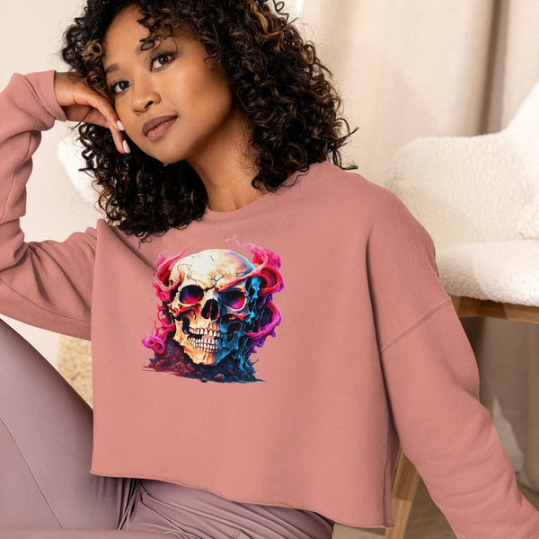 Skull Crop Long Sleeve Sweatshirt - A Bold And Edgy Addition To Your Wardrobe!