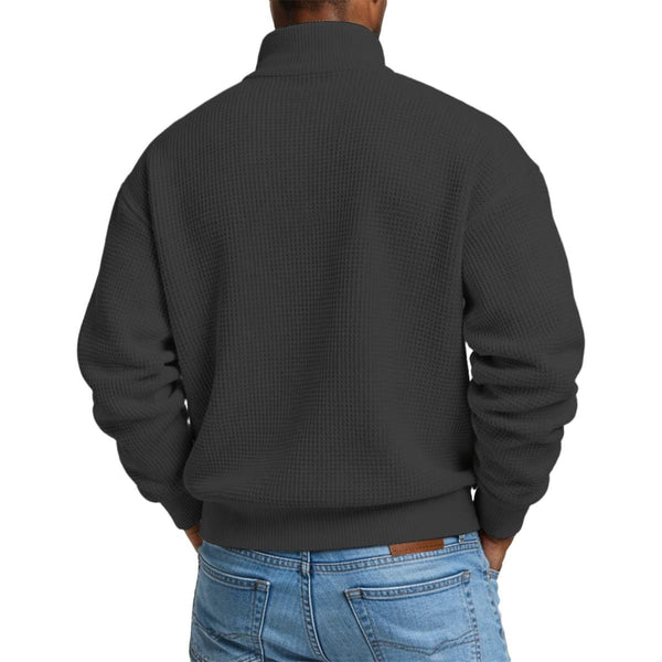 "Final Bloom" Men’s Skull & Roses Waffle Knit Half-Zip