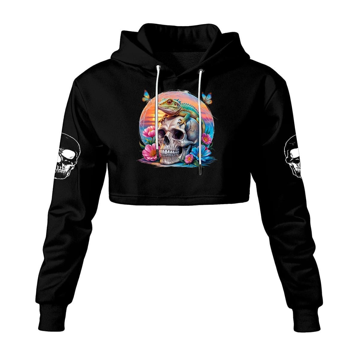 Women's Skull And Lizard Cropped Hoodie 12 Colors – Everything