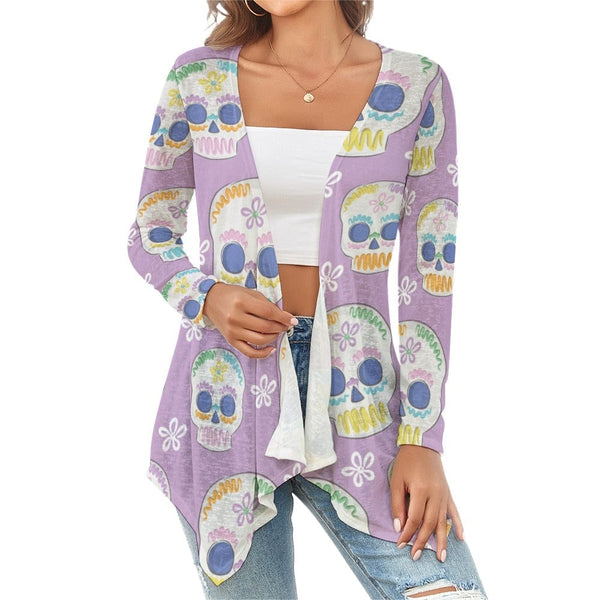 Women's Skulls Purple Knitted Cardigan