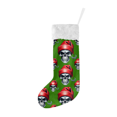 Santa Skull Double-Sided Printed Flannel Christmas Stocking