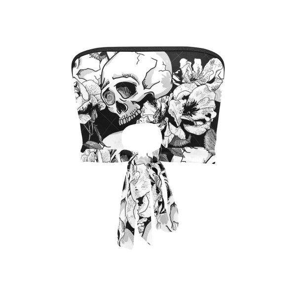 Women's Skull Floral Print Tie Bandeau Top
