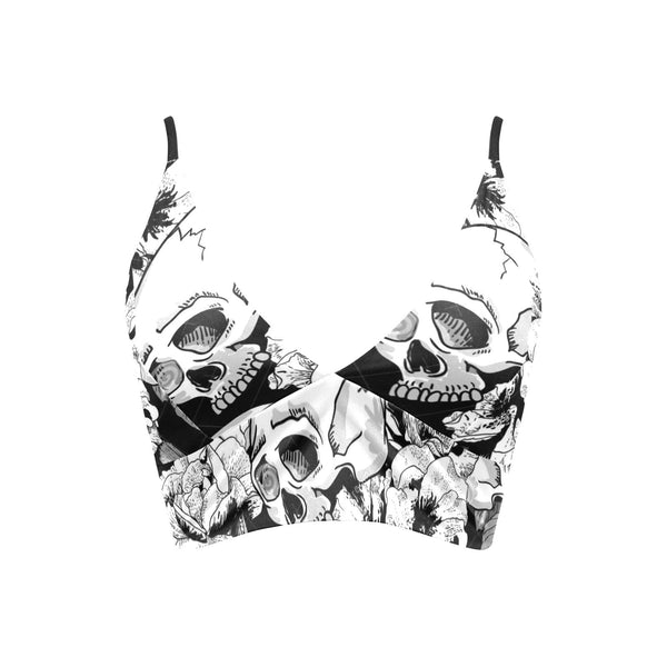 Skull Floral Crop Bikini Top