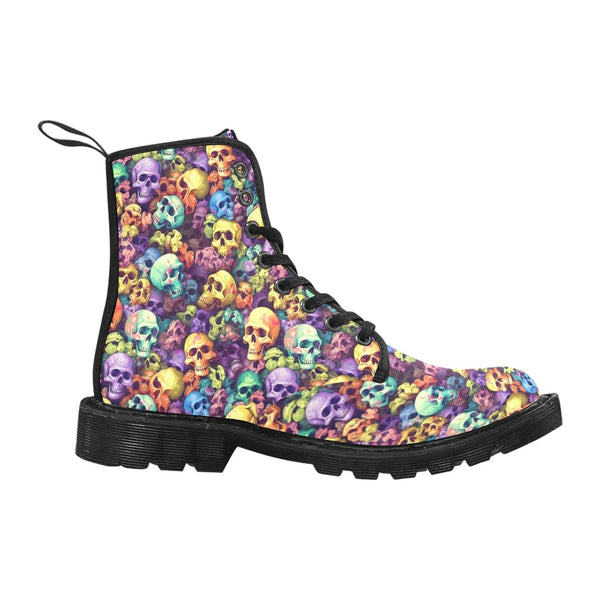 Women's Colorful Sugar Skull Pattern Martin Boots