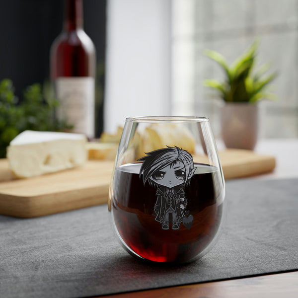 Goth Boy Heart Stemless Wine Glass, 11.75oz