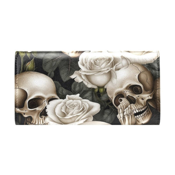 Skulls And Roses Flap Over Long Wallet