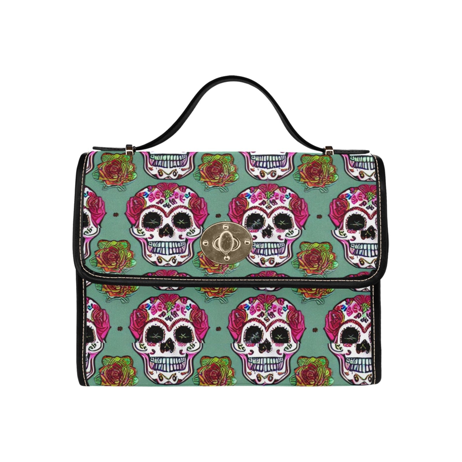 Sugar Skull Floral Waterproof Canvas Bag
