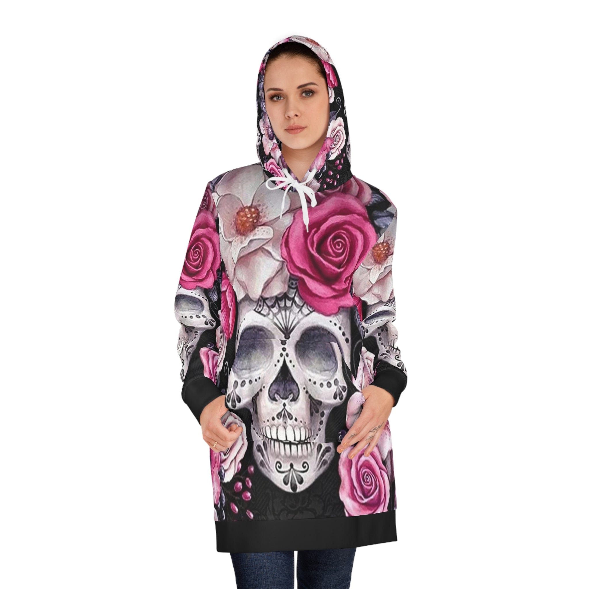 strapless open back dress Women's Gothic Church Skull Printed Cross Halterneck Dress – Punk Design