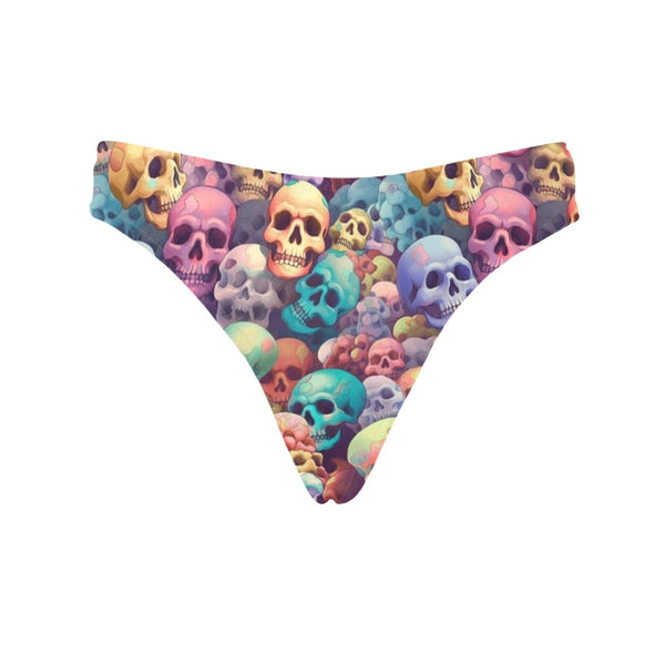Women''s Colorful Skulls Pattern Thong Panties