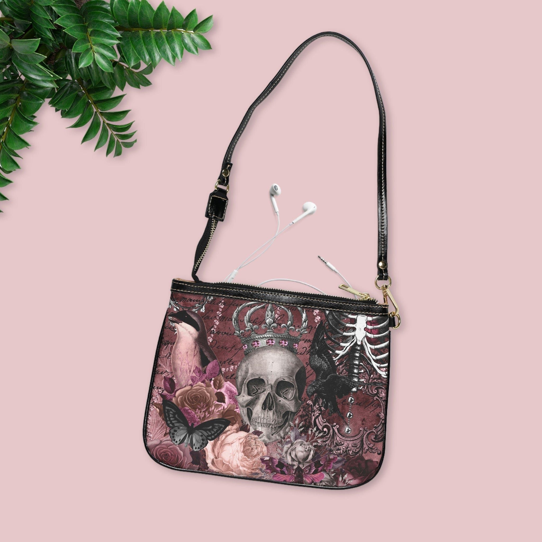 Purple \'Skull & Cross\' Biker Jacket Handbag Purple Skull Shoulder Handbag – Grim Haven Clothing main image 3