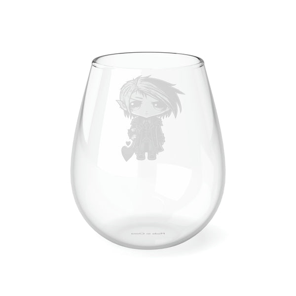 Goth Boy Heart Stemless Wine Glass, 11.75oz