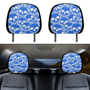 Blue Skull Car Headrest Covers 2 Pieces