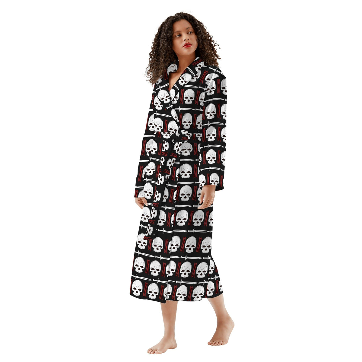 Women's Black Skull Long Bathrobe – Everything Skull Clothing ...