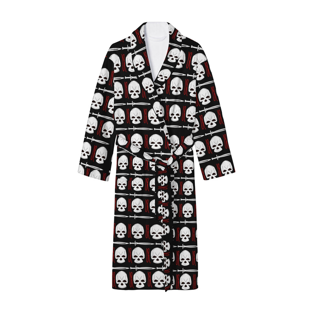 Women's Black Skull Long Bathrobe Women's Black Skull Long Bathrobe