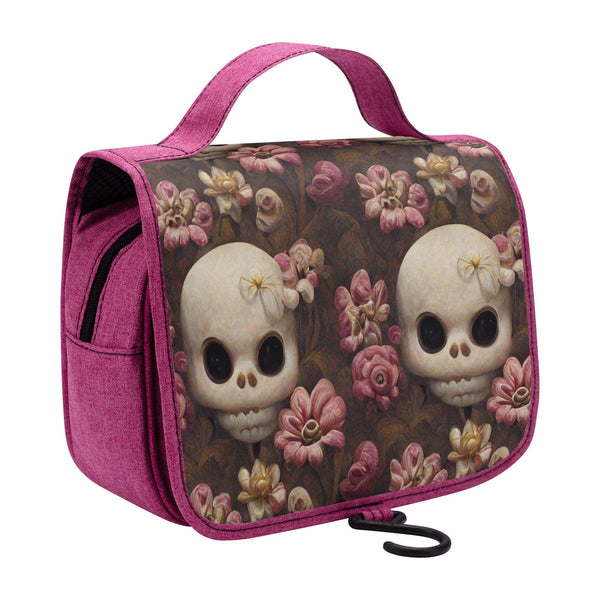 Pink Skulls Floral Bath Toiletry Bag