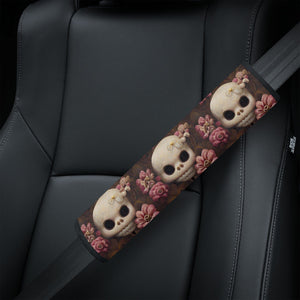 Skull Pink Floral Car Seat Belt Covers