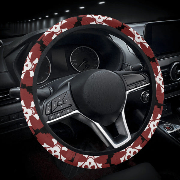 Skull Face Red Car Steering Wheel Covers
