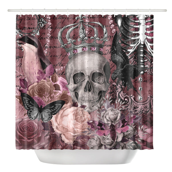 Skull Crown Floral Shower Curtain