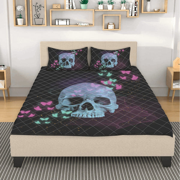 Skull Butterflies Quilt Bed Set 3 Sizes
