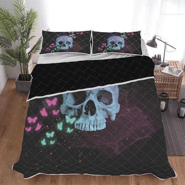 Skull Butterflies Quilt Bed Set 3 Sizes