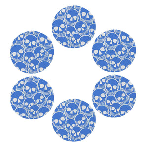 Blue Skull Heads 6 Pieces Cup Coasters Set