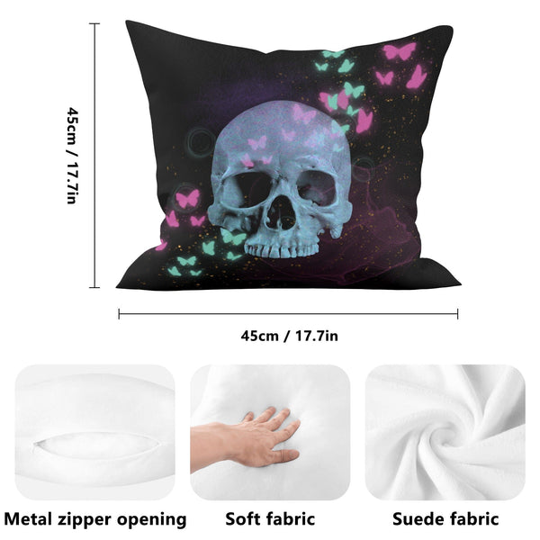 Skull Butterflies Double Side Printing Pillow Cover
