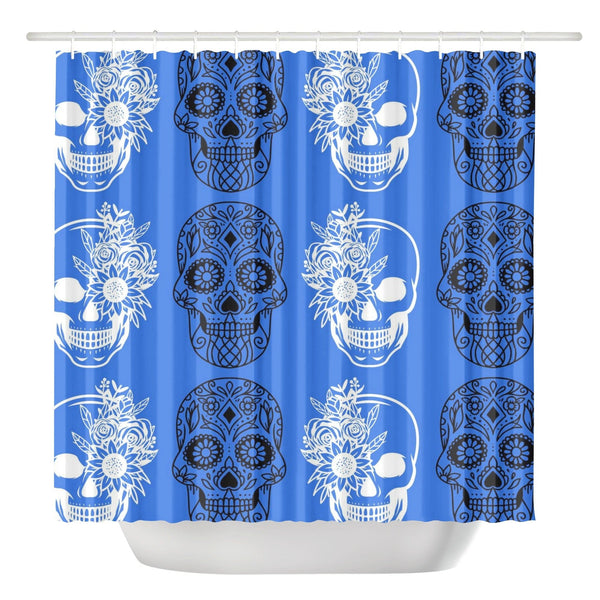 Blue Skulls Shower Curtain