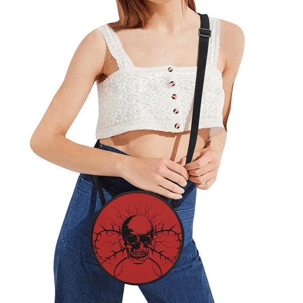Skull Barb Wire Round Satchel Bags