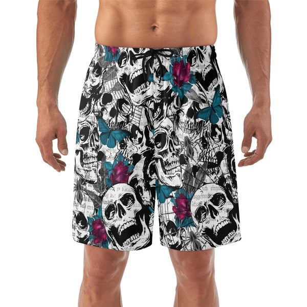 Men's Lightweight Gray Skull Beach Shorts