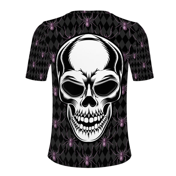 Men's Skull Purple Spiders Short Sleeve T-shirt